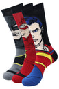 BALENZIA JUSTICE LEAGUE MEN'S CHARACTER SOCKS - SUPERMAN, BATMAN, FLASH - SPECIAL EDITION-(PACK OF 3 PAIRS/1U)